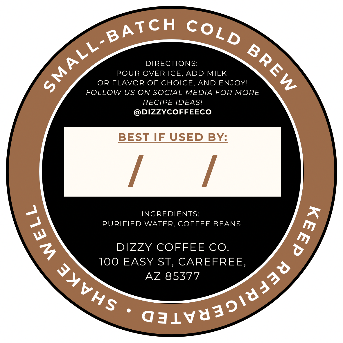 Dizzy small-batch cold brew front label